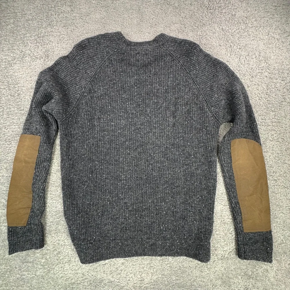 Flint and Tinder Mens Lambswool Blend Elbow Patch Sweater Gray Large F-310013